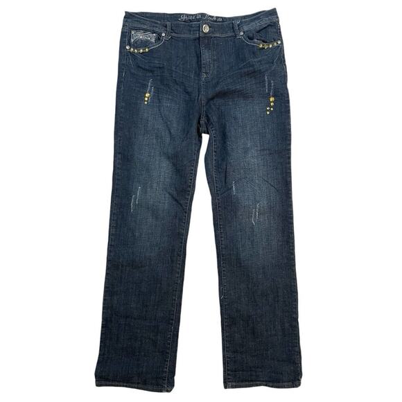 Grace in LA Boot Cut Jeans Womens Sz 36 Embroidered Sequin Denim - Picture 4 of 14